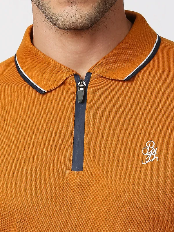 Being Human Regular Fit Men Collared T-Shirts-Rust