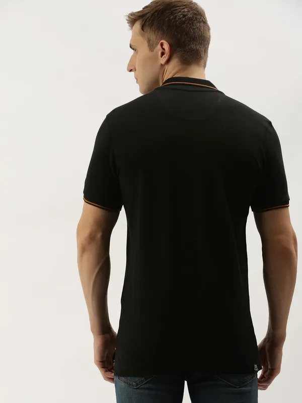Being Human Clothing Men Regular Fit Polo Neck T-Shirts-Black