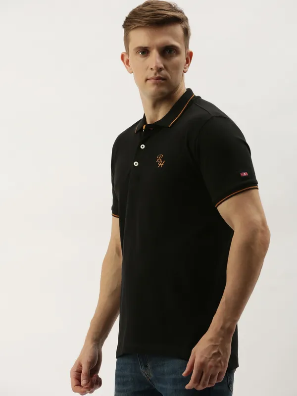 Being Human Clothing Men Regular Fit Polo Neck T-Shirts-Black
