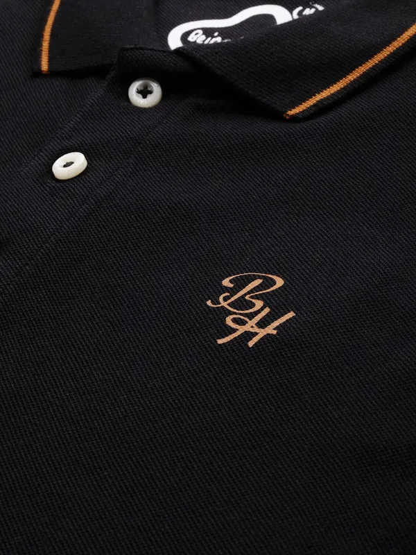 Being Human Clothing Men Regular Fit Polo Neck T-Shirts-Black