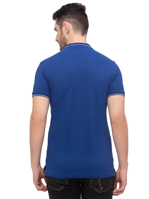 Being Human Regular Fit Men Polo Neck T-Shirts-Ink Blue