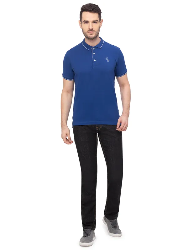 Being Human Regular Fit Men Polo Neck T-Shirts-Ink Blue