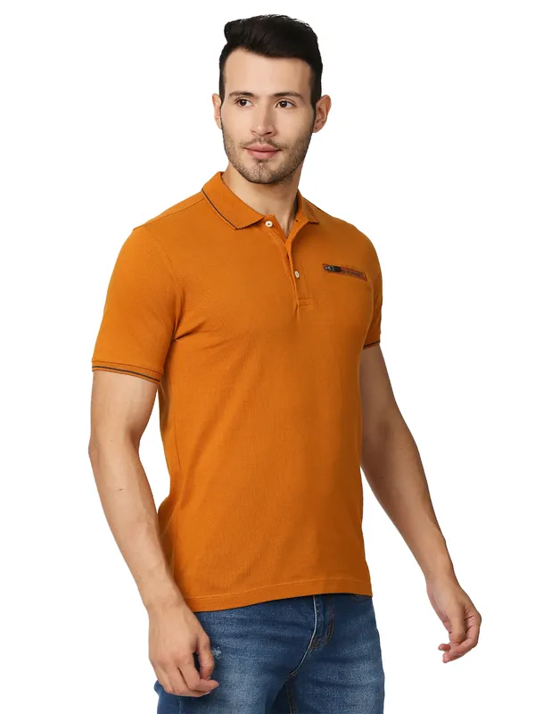 Being Human Regular Fit Men Collared T-Shirts-Rust