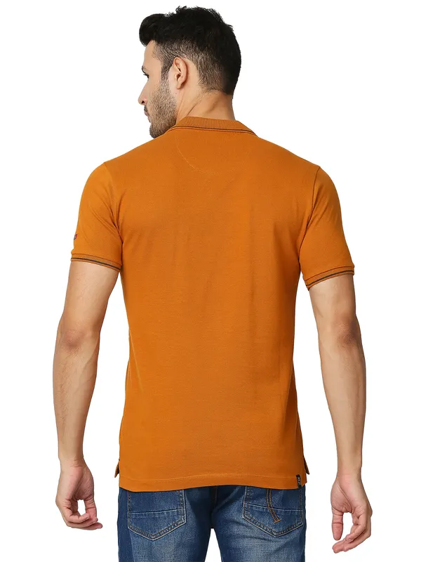 Being Human Regular Fit Men Collared T-Shirts-Rust