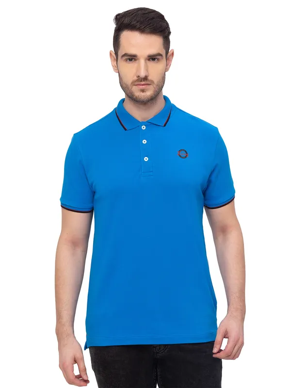 Being Human Clothing Men Regular Fit Collared T-Shirts-Royal Blue