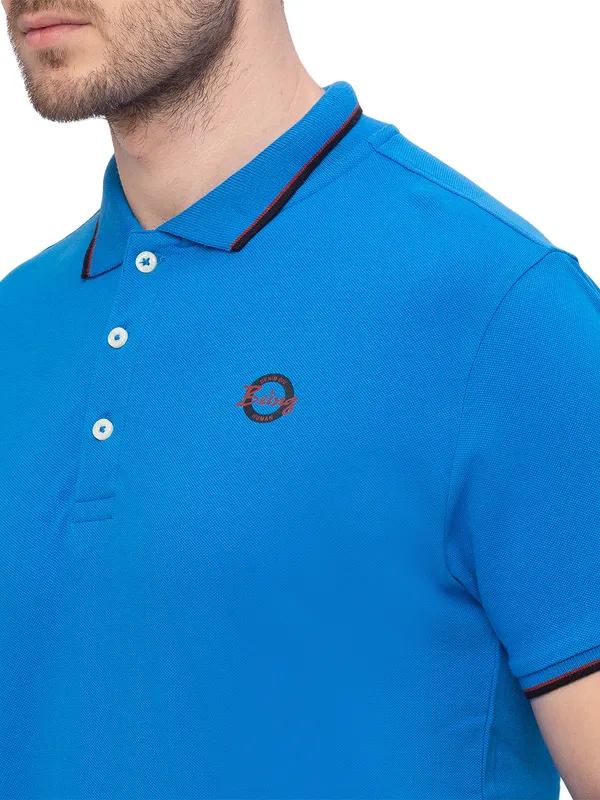 Being Human Clothing Men Regular Fit Collared T-Shirts-Royal Blue