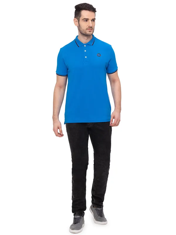 Being Human Clothing Men Regular Fit Collared T-Shirts-Royal Blue