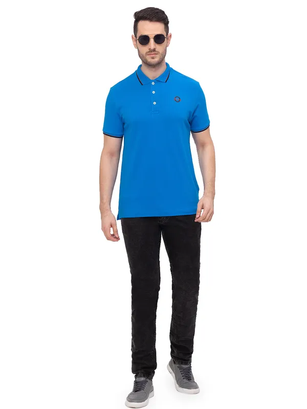 Being Human Clothing Men Regular Fit Collared T-Shirts-Royal Blue