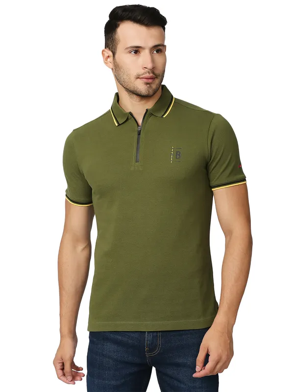 Being Human Regular Fit Men Polo Neck T-Shirts-Cypress