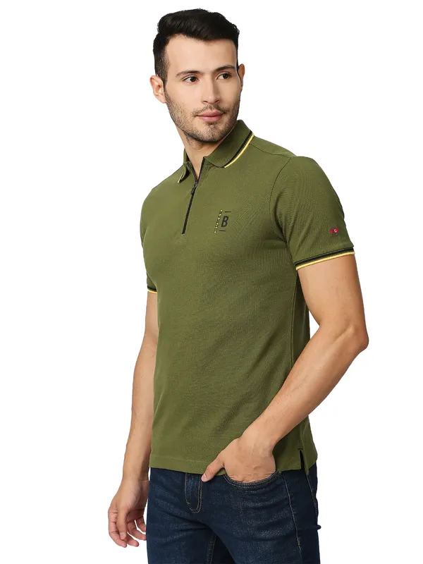 Being Human Regular Fit Men Polo Neck T-Shirts-Cypress