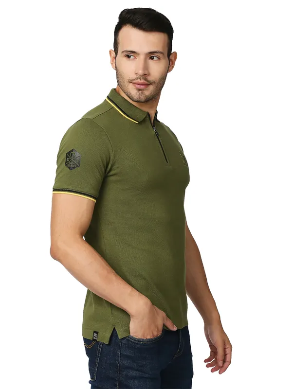 Being Human Regular Fit Men Polo Neck T-Shirts-Cypress