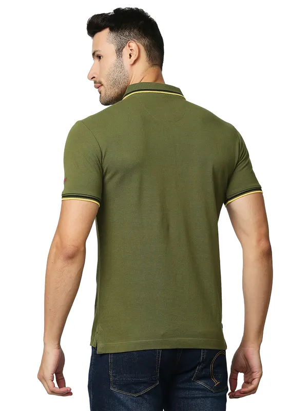 Being Human Regular Fit Men Polo Neck T-Shirts-Cypress