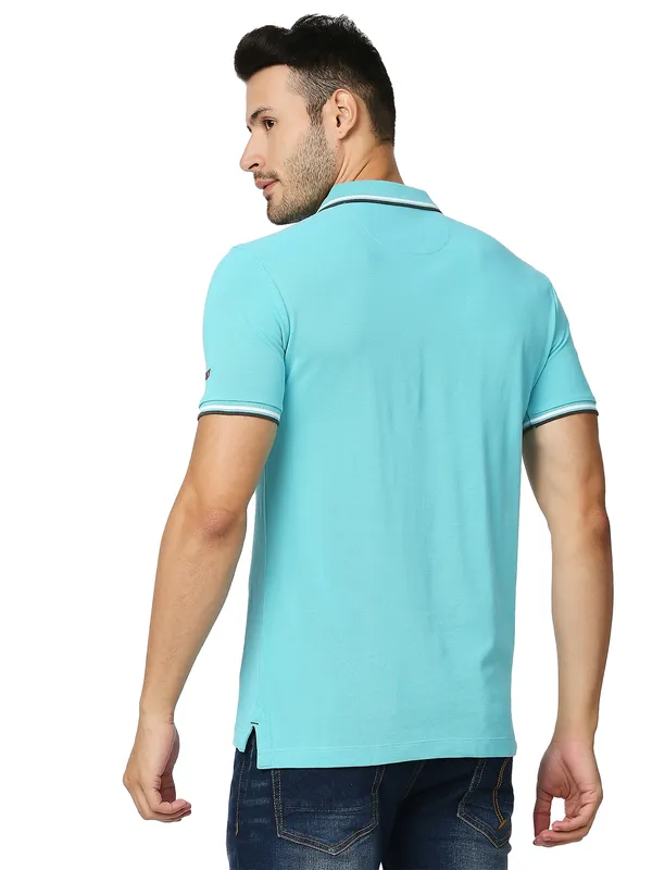 Being Human Clothing Men Regular Fit Polo Neck T-Shirts-Sea Jet