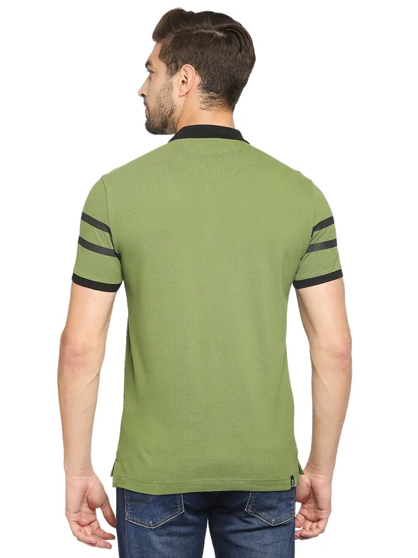 Being Human Regular Fit Men Polo Neck T-Shirts-Olive