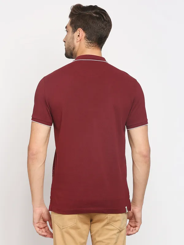 Being Human Regular Fit Men Polo Neck T-Shirts-Wine