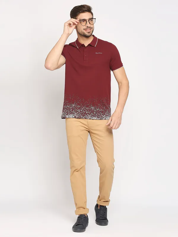 Being Human Regular Fit Men Polo Neck T-Shirts-Wine