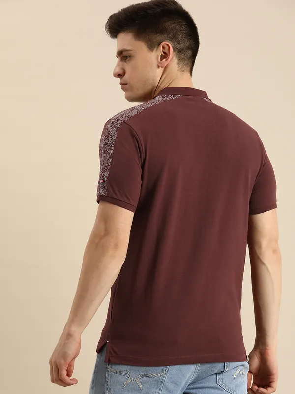 Being Human Clothing Men Regular Fit Polo Neck T-Shirts-Wine