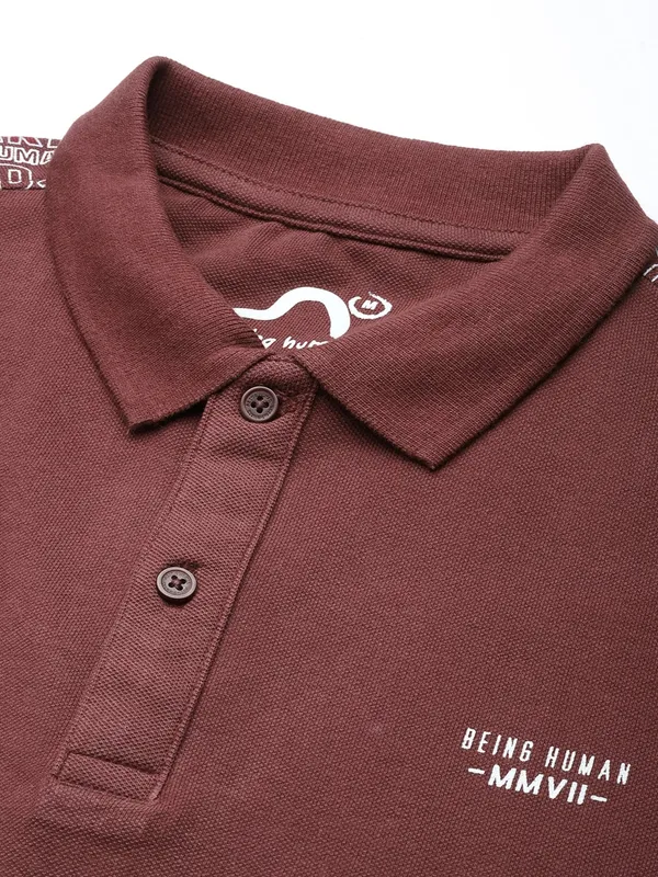 Being Human Clothing Men Regular Fit Polo Neck T-Shirts-Wine