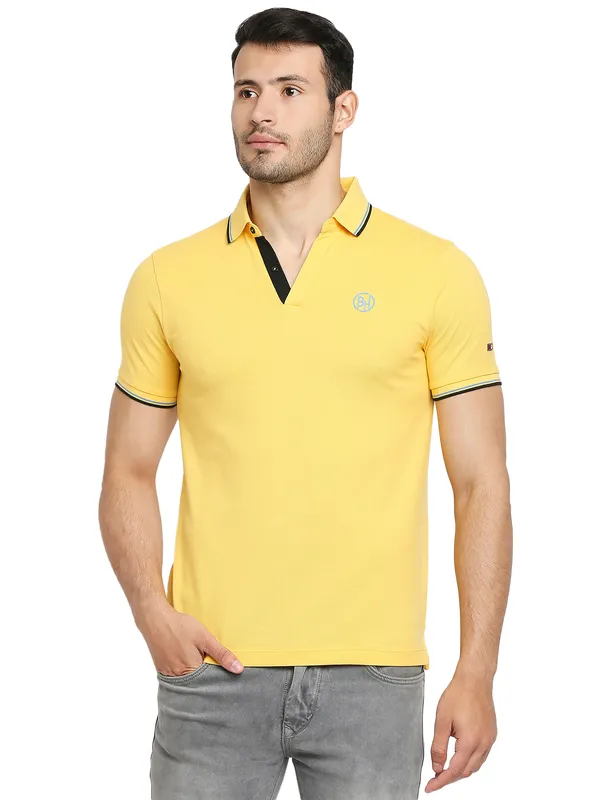 Being Human Regular Fit Men Polo Neck T-Shirts-Yellow