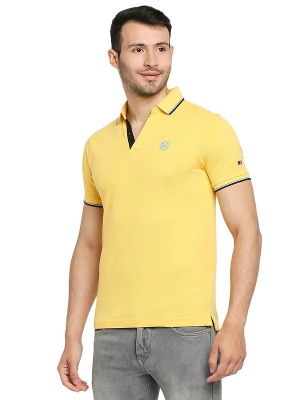 Being Human Regular Fit Men Polo Neck T-Shirts-Yellow