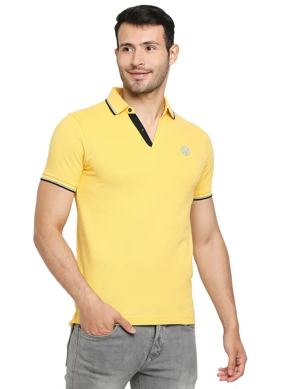 Being Human Regular Fit Men Polo Neck T-Shirts-Yellow