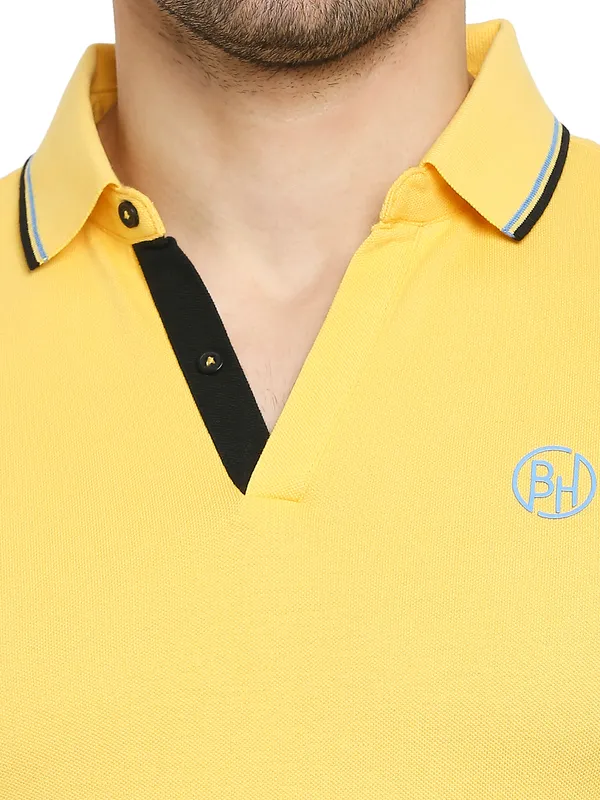 Being Human Regular Fit Men Polo Neck T-Shirts-Yellow