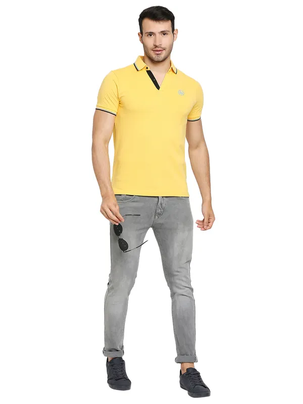 Being Human Regular Fit Men Polo Neck T-Shirts-Yellow