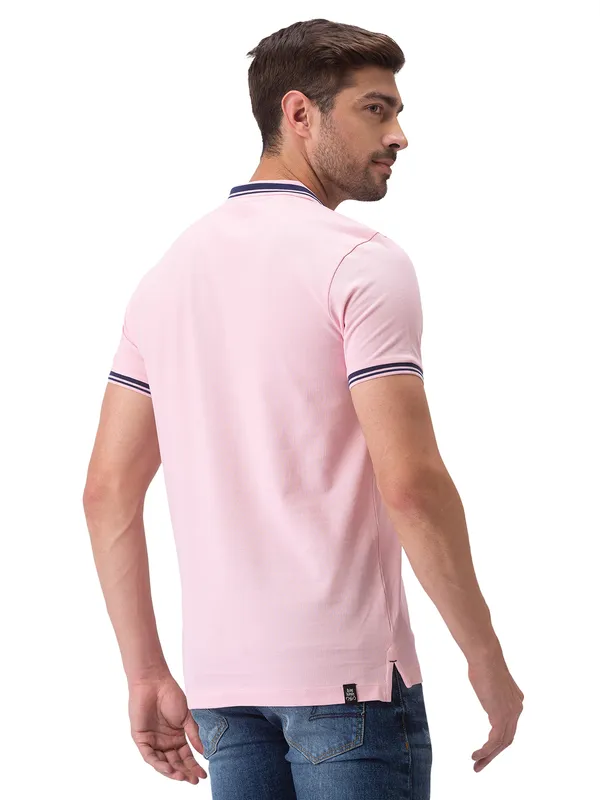 Being Human Clothing Men Regular Fit Polo Neck T-Shirts-Lt. Pink