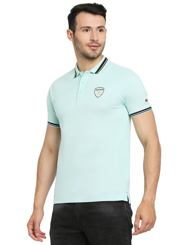 Being Human Regular Fit Men Polo Neck T-Shirts-Mint Green