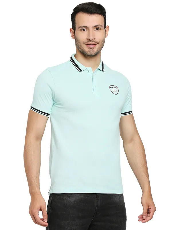 Being Human Regular Fit Men Polo Neck T-Shirts-Mint Green