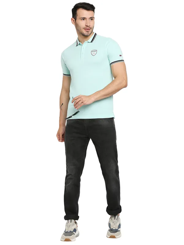 Being Human Regular Fit Men Polo Neck T-Shirts-Mint Green