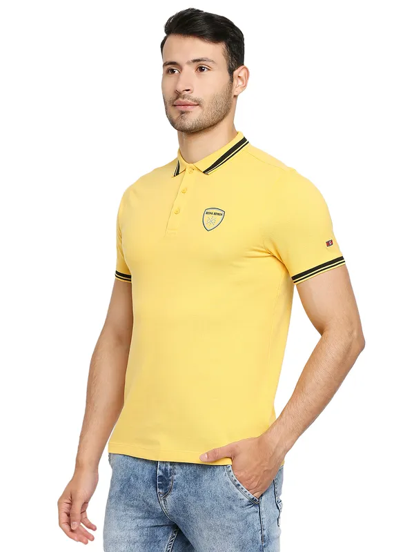 Being Human Regular Fit Men Polo Neck T-Shirts-Yellow