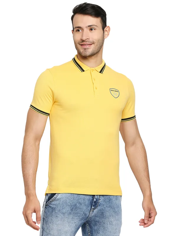 Being Human Regular Fit Men Polo Neck T-Shirts-Yellow