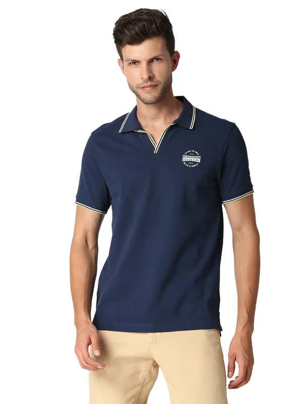 Being Human Clothing Men Regular Fit Polo Neck T-Shirts-Navy