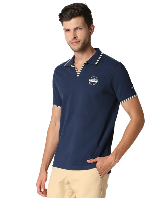 Being Human Clothing Men Regular Fit Polo Neck T-Shirts-Navy