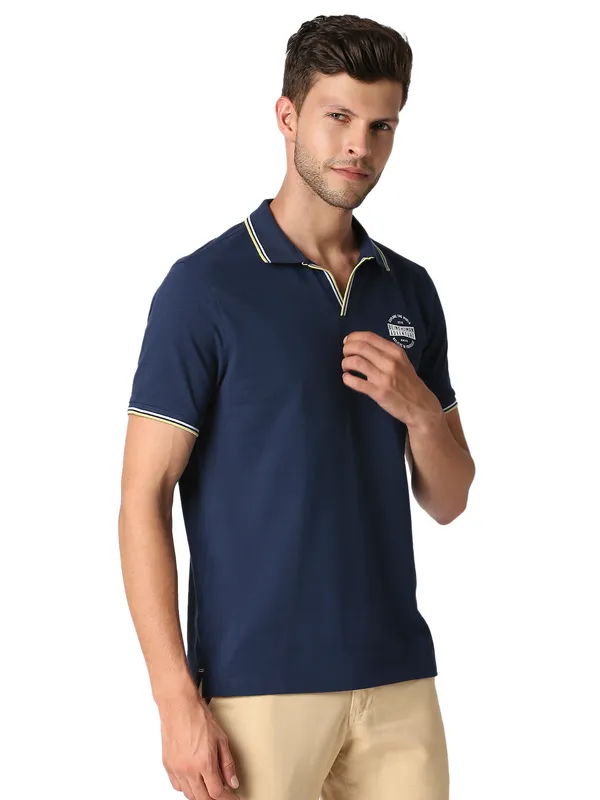 Being Human Clothing Men Regular Fit Polo Neck T-Shirts-Navy