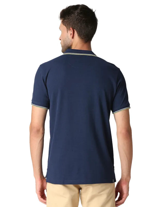 Being Human Clothing Men Regular Fit Polo Neck T-Shirts-Navy