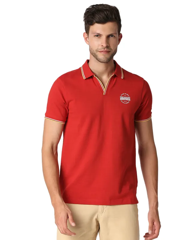 Being Human Clothing Men Regular Fit Polo Neck T-Shirts-Dk.Red
