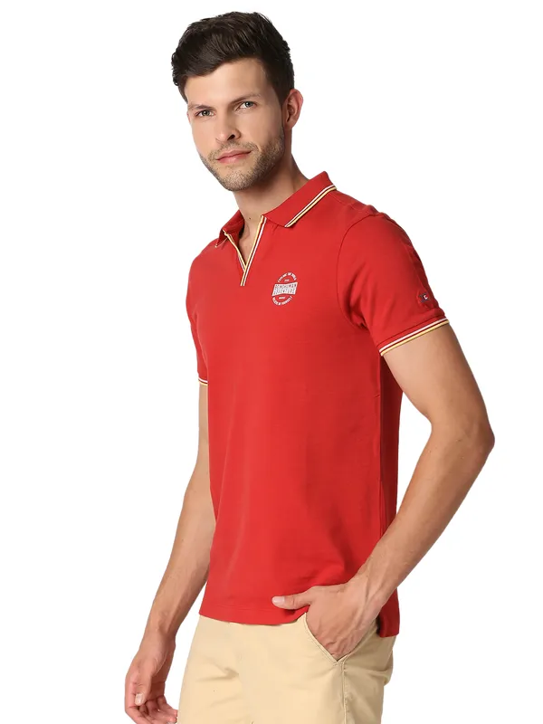 Being Human Clothing Men Regular Fit Polo Neck T-Shirts-Dk.Red