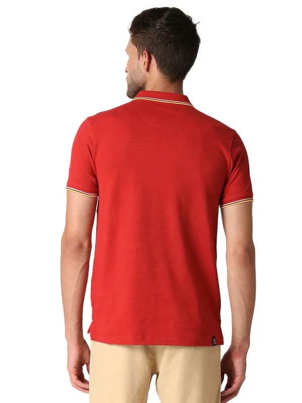 Being Human Clothing Men Regular Fit Polo Neck T-Shirts-Dk.Red