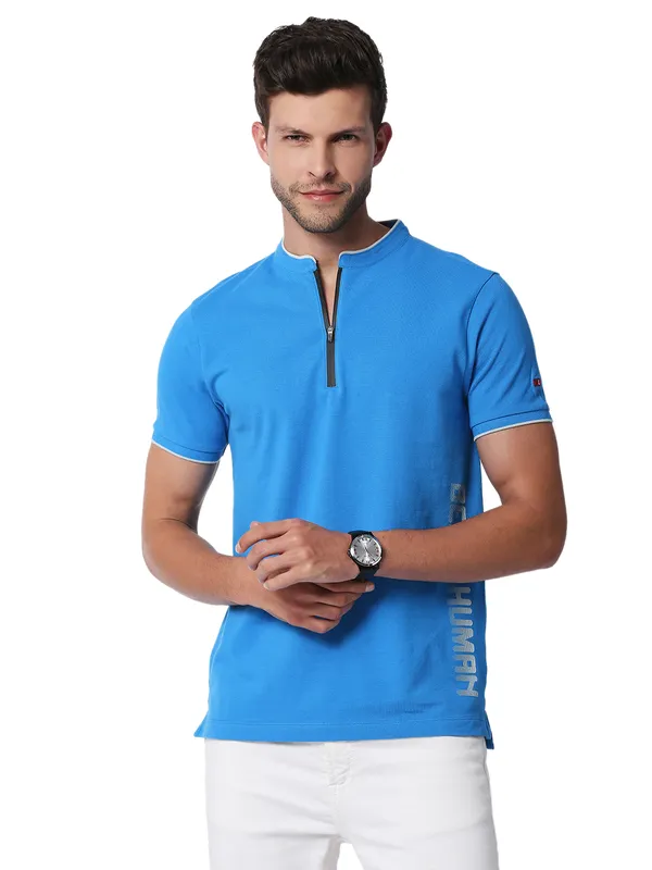 Being Human Clothing Men Regular Fit Collared T-Shirts-Blue