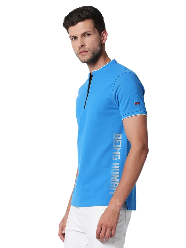 Being Human Clothing Men Regular Fit Collared T-Shirts-Blue