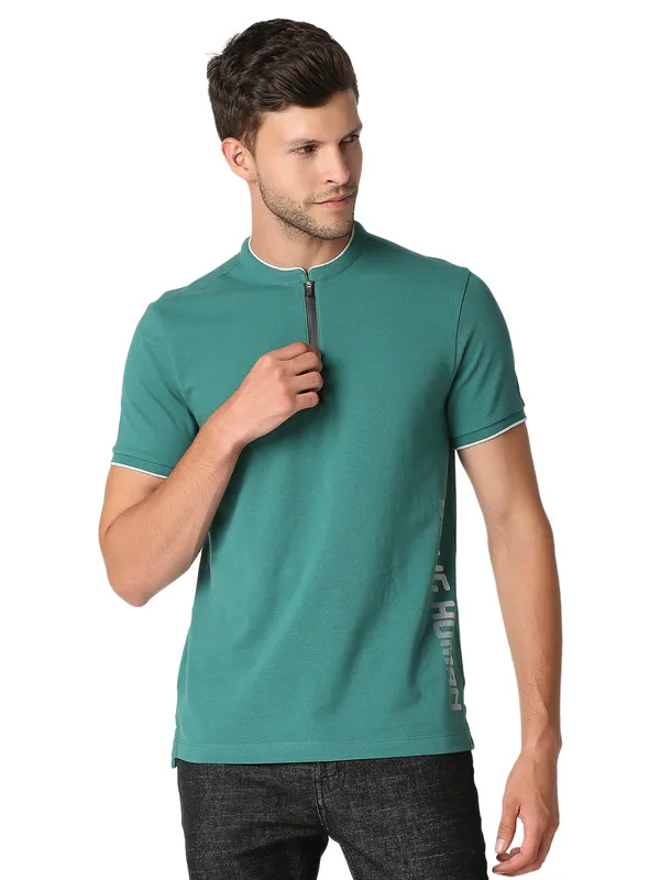 Being Human Clothing Men Regular Fit Collared T-Shirts-Evergreen