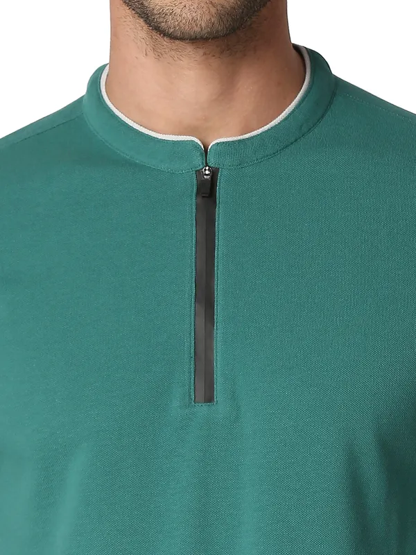 Being Human Clothing Men Regular Fit Collared T-Shirts-Evergreen