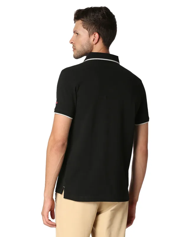 Being Human Clothing Men Regular Fit Polo Neck T-Shirts-Black