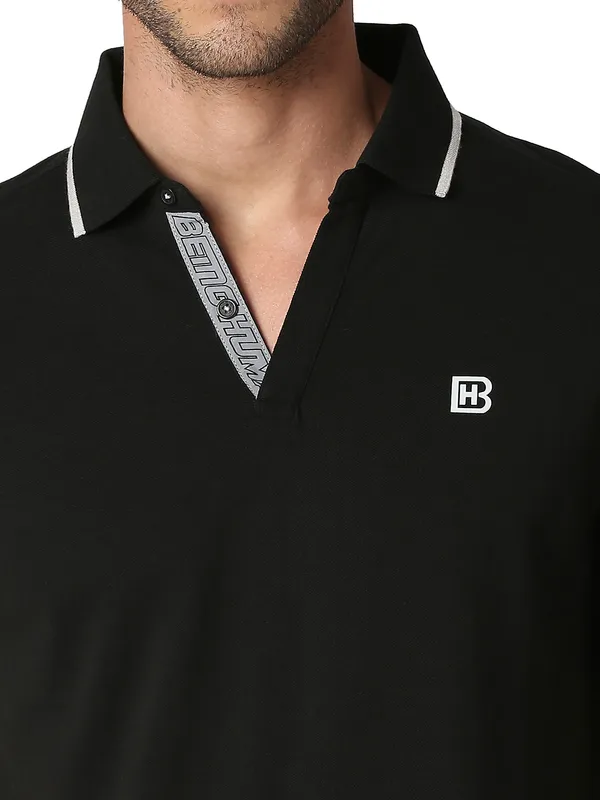 Being Human Clothing Men Regular Fit Polo Neck T-Shirts-Black
