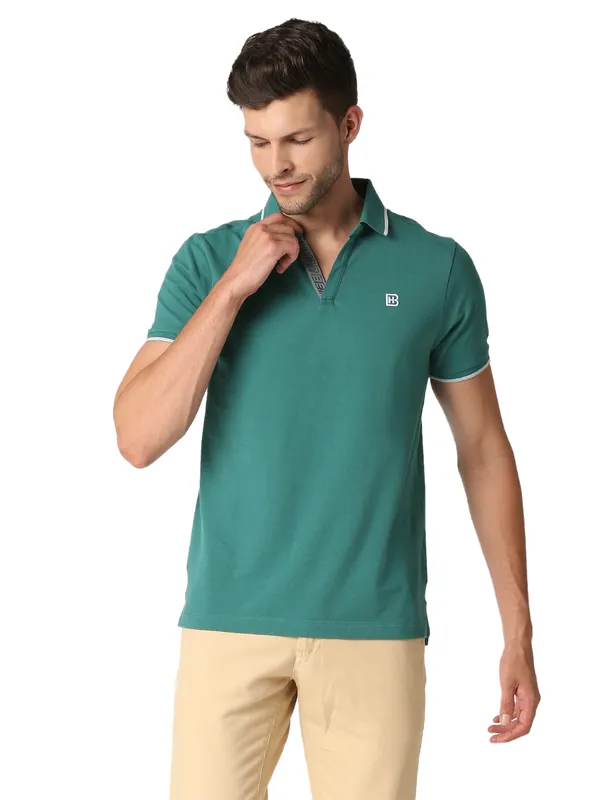 Being Human Clothing Men Regular Fit Polo Neck T-Shirts-Evergreen