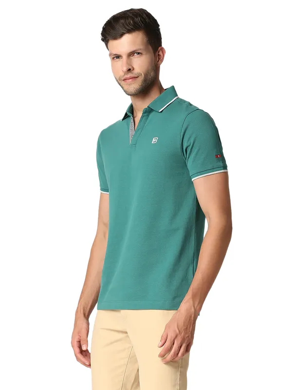 Being Human Clothing Men Regular Fit Polo Neck T-Shirts-Evergreen