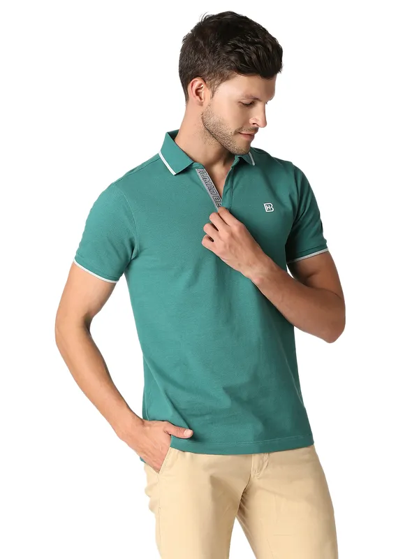 Being Human Clothing Men Regular Fit Polo Neck T-Shirts-Evergreen