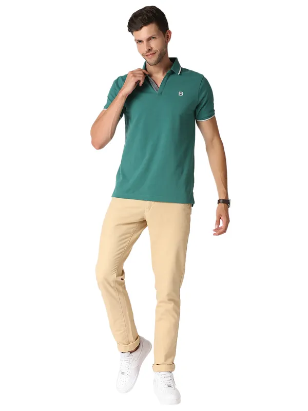 Being Human Clothing Men Regular Fit Polo Neck T-Shirts-Evergreen